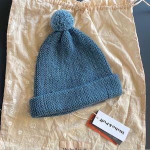 Like new Adult Misha & Puff Garter Hat Merino Wool - Dusk